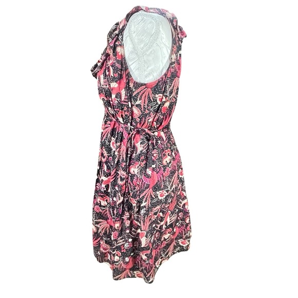 French Connection Sz 6 Floral Mini Dress Side Ties Ruffle Neckline Cottagecore - Picture 2 of 14